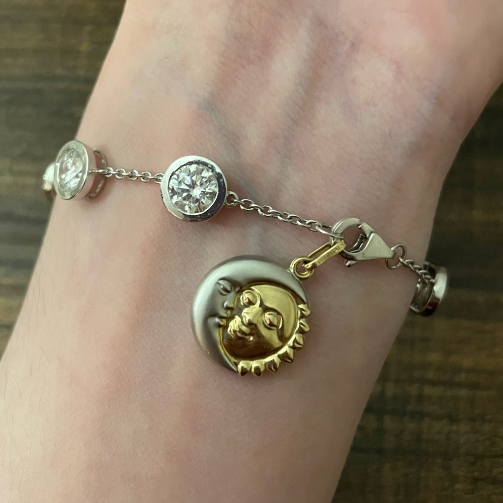14k solid gold two tone puffy reversible sun moon face celestial pendant 3d - Picture 11 of 14